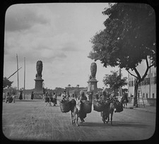 Glass Magic Lantern Slide CAIRO COMING FROM KASR EL NIL C1890 OLD PHOTO EGYPT