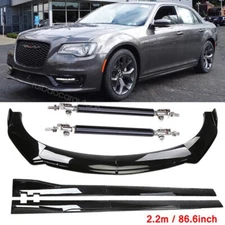 For Chrysler 300 for SRT8 C S Front Bumper Lip Splitter +Side Skirt Glossy Black