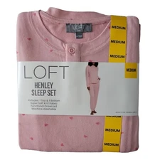Loft Sleep Set Women's Size XXL Soft Knit Long Sleeve Top & Pant Henley
