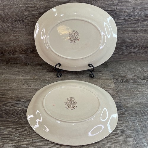 2 Johnson Brothers Fruit Sampler Oval Serving Platters Staffordshire Old Granite - Picture 4 of 14