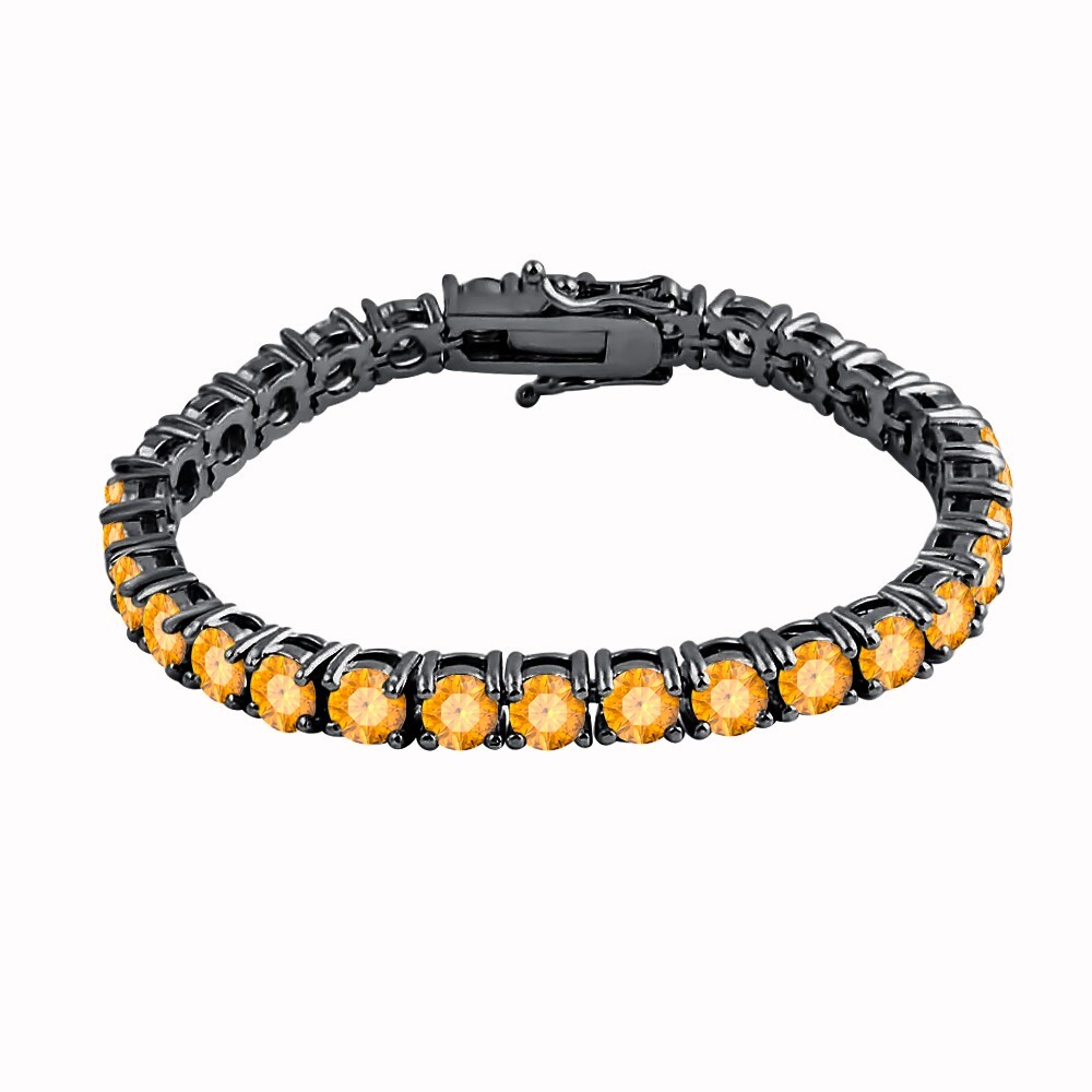 14K Black Gold Plated Citrine Tennis Bracelet 8