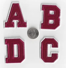 Red Iron on letters and numbers Burgundy two tone Two inches a b c d e f g h i j