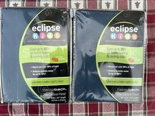 2 Eclipse Kids Curtain Panels Blue Textured 42x84 Energy Saving Thermaback