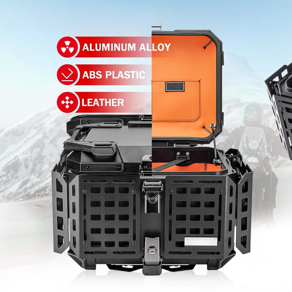 45L Protective Armor Universal Fit Motorcycle Top Case Tail Box Luggage Trunk - Image 4 of 4