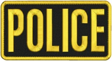 police embroidery patch 4x8  hook on back gold