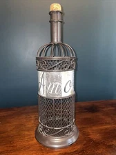 Amour Decorative Cork Holder Wine Bottle Metal 15 Inch Bronze Finish Wine Decor