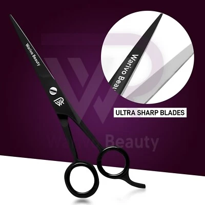 WR BEAUTY New Black Professional Hairdressing Scissors Barber Salon Haircut Scissors 6.5"