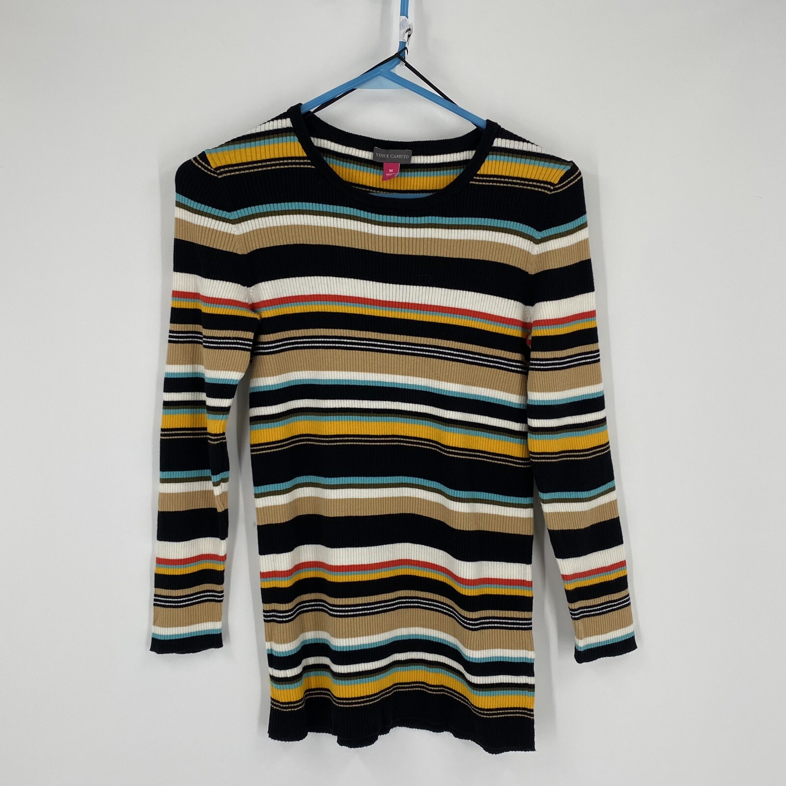 Vince Camuto Women's Ribbed Knit Striped Long Sleeve Sweater size M￼ | eBay