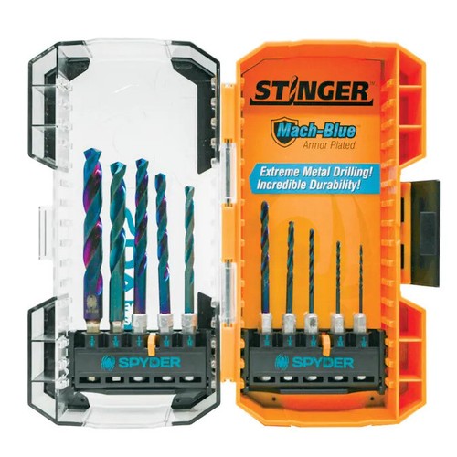 19017 Spyder Stinger 10 pc Drill Bit Set MachBlue High Speed Steel HSS