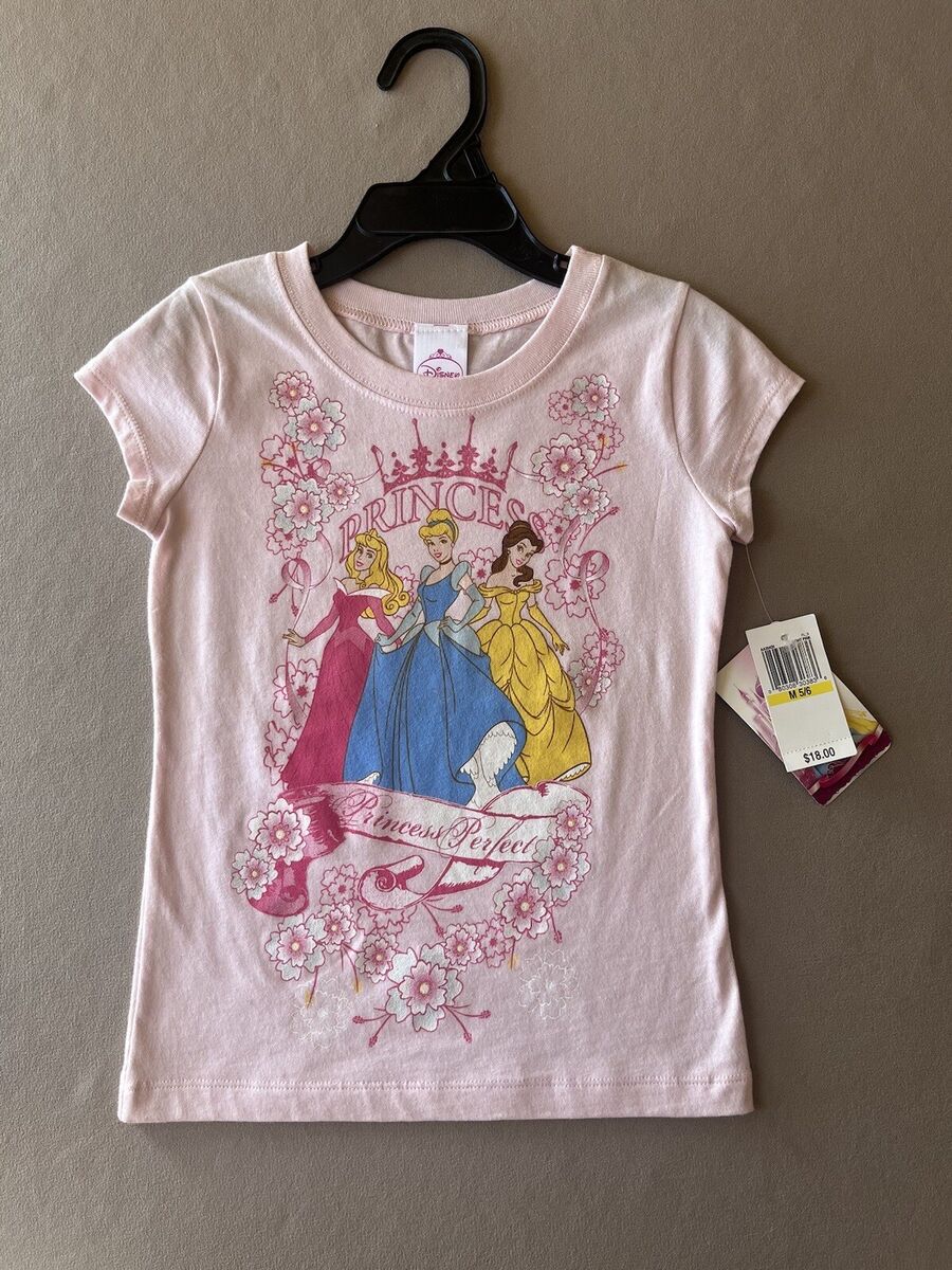 Girls' 5/6 Disney Princess Pink With Glitter T-Shirt, 100 Girls' 5/6 Disney Princess Pink With Glitter T-Shirt, 100