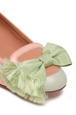 RED VALENTINO Bow-embellished Mint Green/Pink Leather Ballet Flats EU37 RRP $975
