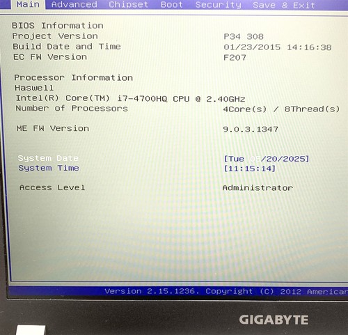 Gigabyte P34 14" FHD Intel i7-4700HQ 2.40 GHz GTX 760M 16GB 512GB Win 11 No Batt - Picture 6 of 7