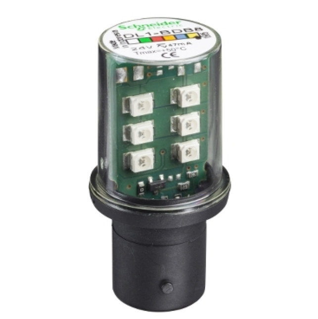 Schneider DL1BDB8-LED bulb, Harmony XVB, BA 15d, Yellow, steady light, 24V AC/DC