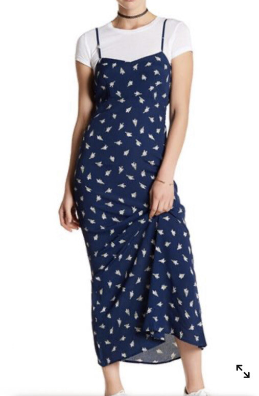 FLYNN SKYE 100% Rayon Blue Floral Maxi Dress Sz XS Made In USA | eBay