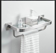 Bathroom Glass Shelf Towel Rack Shelf Glass Organizer Wall-Mounted