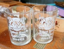 Holland House Cocktail-Mix Jigger Souvenir Shot Glass Lot of 2 