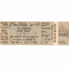 SAMMY HAGAR Full Concert Ticket Stub CLARKSTON MI 9/6/01 DTE ENERGY VAN HALEN