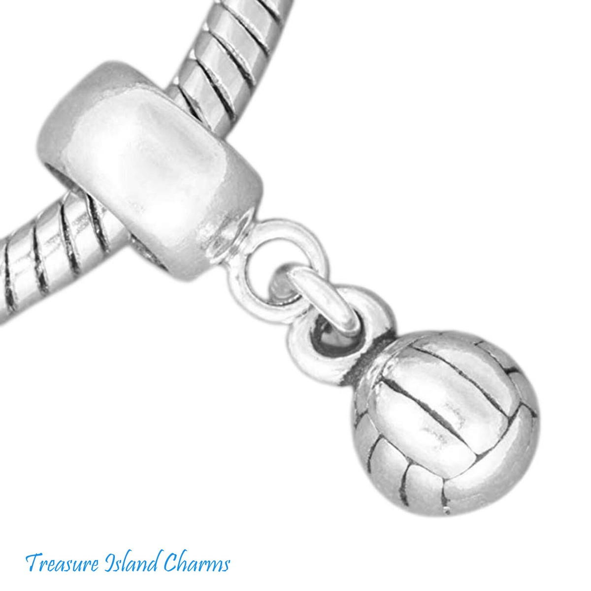 Volleyball Ball 925 Solid Sterling Silver European Dangle Bead
