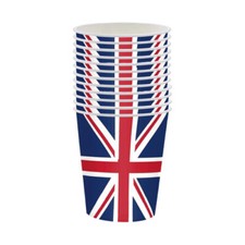 10pk Union Jack Paper Cups King's Coronation Sports Event Party BBQ Tableware UK