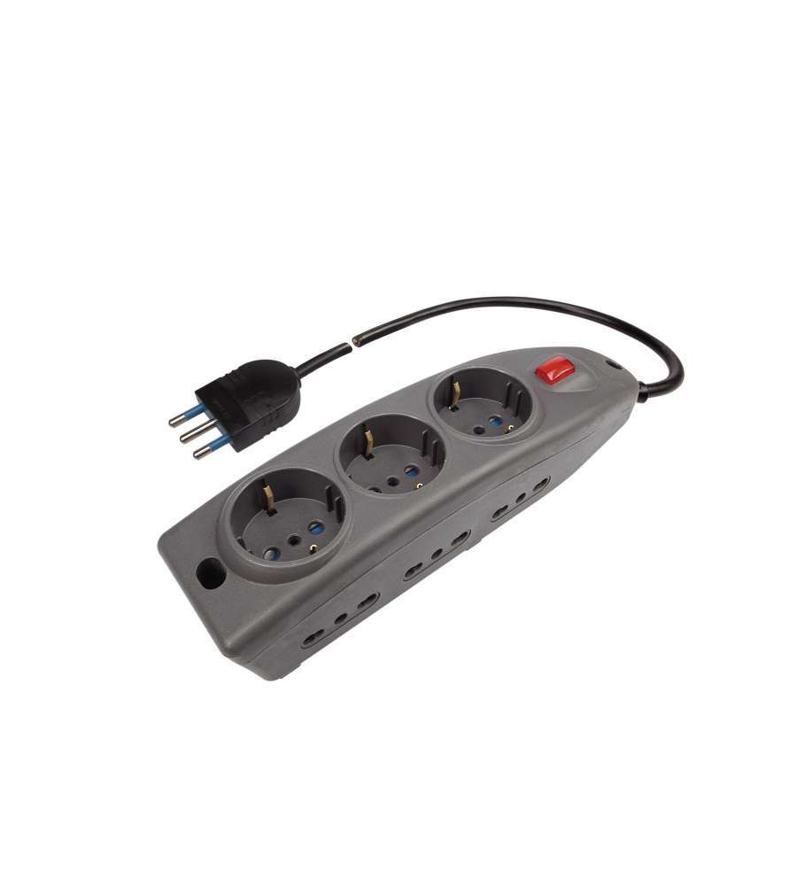 Presa Multipla 6 Uscite Bivalenti +3 Uscite Schuko con interruttore