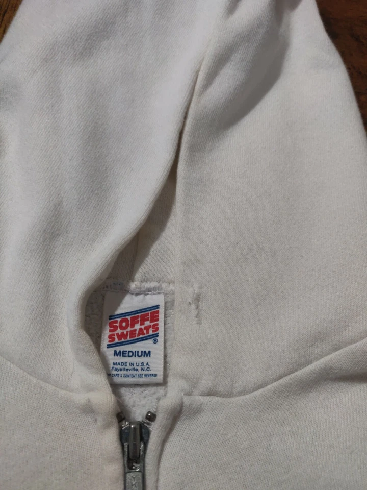 Sudadera con Capucha Blanca Cremallera Completa Hooters Hecha en EE. UU. De Colección - Para Hombre Mediana M Foto 4 de 4