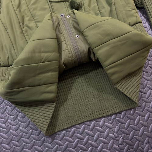 Vtg Venezia Sweater Jacket Womens 22/24 Green Mixed Media Shearling Hood Zipper - Picture 8 of 10