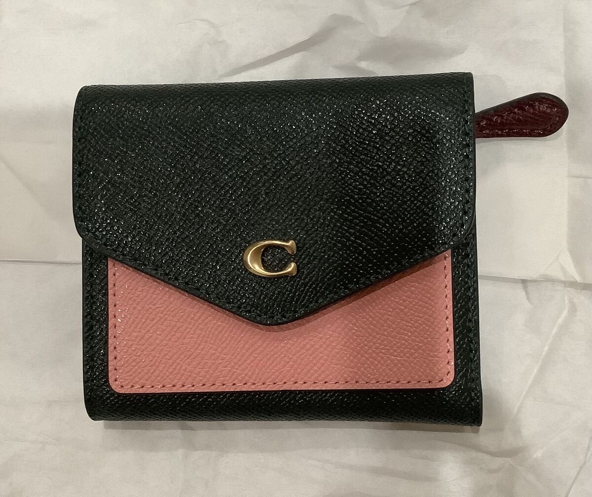 Coach Amazon Green Peach Colorblock Small Wyn Leather Wallet Coach Amazon Green Peach Colorblock Small Wyn Leather Wallet