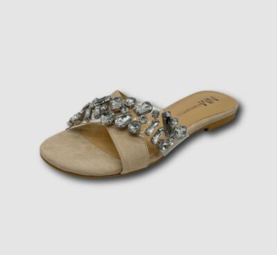 Neiman Marcus Sandals SIMKHAI Monogram Suede Flat Slide Sandals | Neiman Marcus main image 4