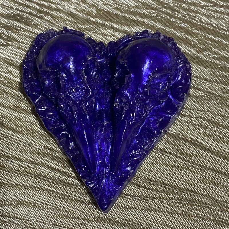 Purple Shimmer Crow/Raven Skulls Heart, Resin, One Of A Kind