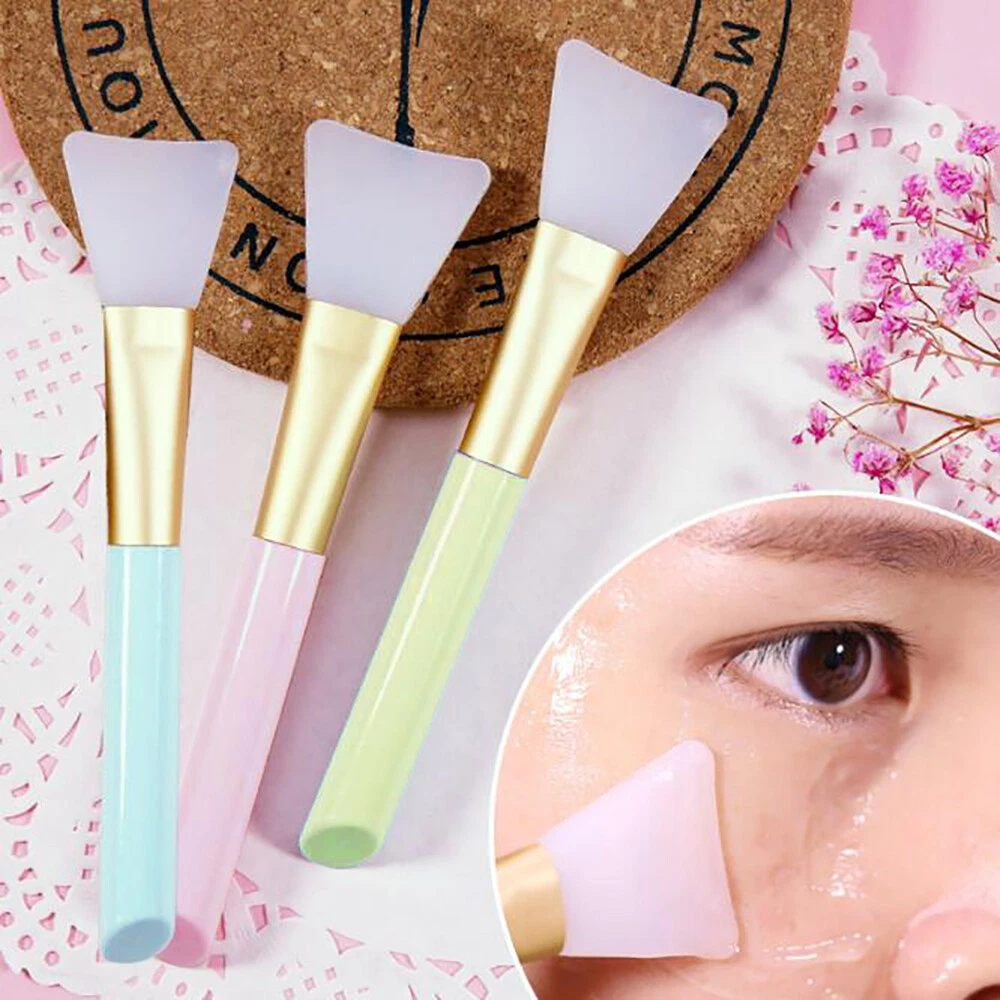 Unique Bargains Silicone Face Mask Brushes Face Mask Applicator Brushes Soft Silicone Brushes Pink Blue 2 Pcs