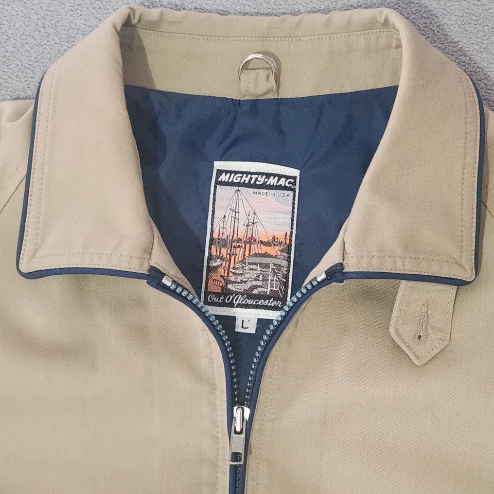 Chaqueta cortavientos vintage Mighty Mac Out O' Gloucester marrón grande años 70 Foto 2 de 4