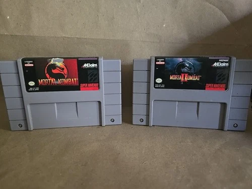 Mortal Kombat 1 and 2 (I & II) Super Nintendo SNES Lot of 2, TESTED