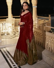 WEDDING DESIGNER BOLLYWOOD SAREE BLOUSE NEW SARI INDIAN PAKISTANI PARTY WEAR