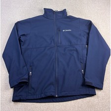 Columbia Mens Navy Blue Softshell Fleece Lined Full Zip Jacket L