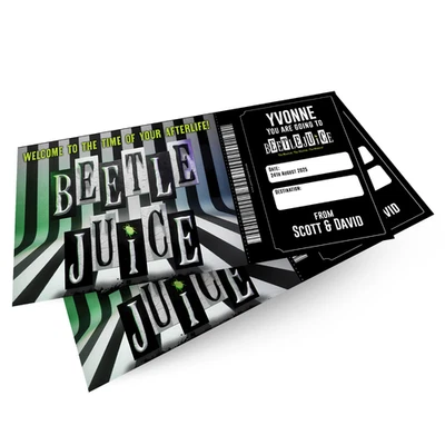 THE FINE PAPERHOUSE Beetlejuice The Musical Theatre Ticket Christmas Gift Personalised Ticket Card