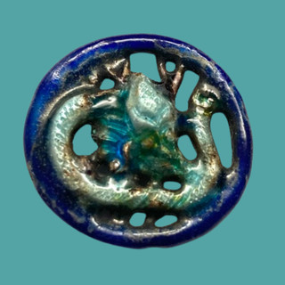 Antique Ronde Bosse Enamel Openwork Dragon Button