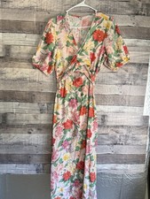 Old Navy Women's Floral Linen-Blend Twist-Front Maxi Dress- Large