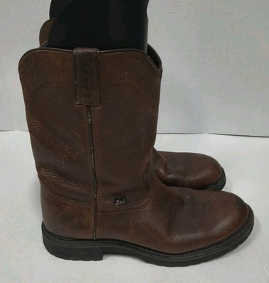Justin Trapper Cowhide Boots WK4920 Sz 11 D PullOn Soft Toe 10'' Shaft NO INSOLES