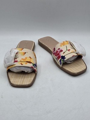 BCBGeneration | Women s Mollie Fuschia / Floral Flat Slides Sandals Size 9 M