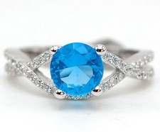 1CT Blue Topaz  Topaz 925 Solid Sterling Silver Ring Jewelry Sz 6 JB1-2