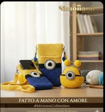 ​Porta Cellulare Minion Simonami Crochet Handmade - SPEDIZIONE GRATUITA INCLUSA 
