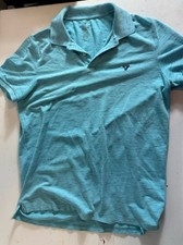American Eagle Polo Shirt Men's Size Large Light Blue Short Sleeve Core Flex EUC