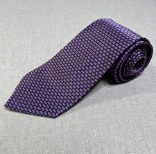 Dunhill London Bus Silk Tie Purple Navy Novelty 9.5cm Made In Italy Mens Cravats