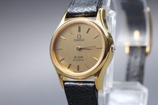 Vintage 1980 OMEGA De Ville Quartz Ref.591.0022 Gold Dial Push Crown [Near Mint]