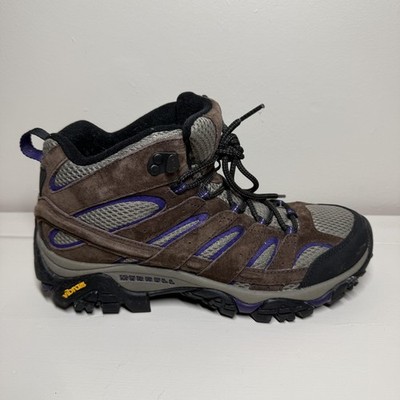 Merrell Performance Hiking Shoes Womens Size 9.5 Brown Purple Mid Vibram Trail