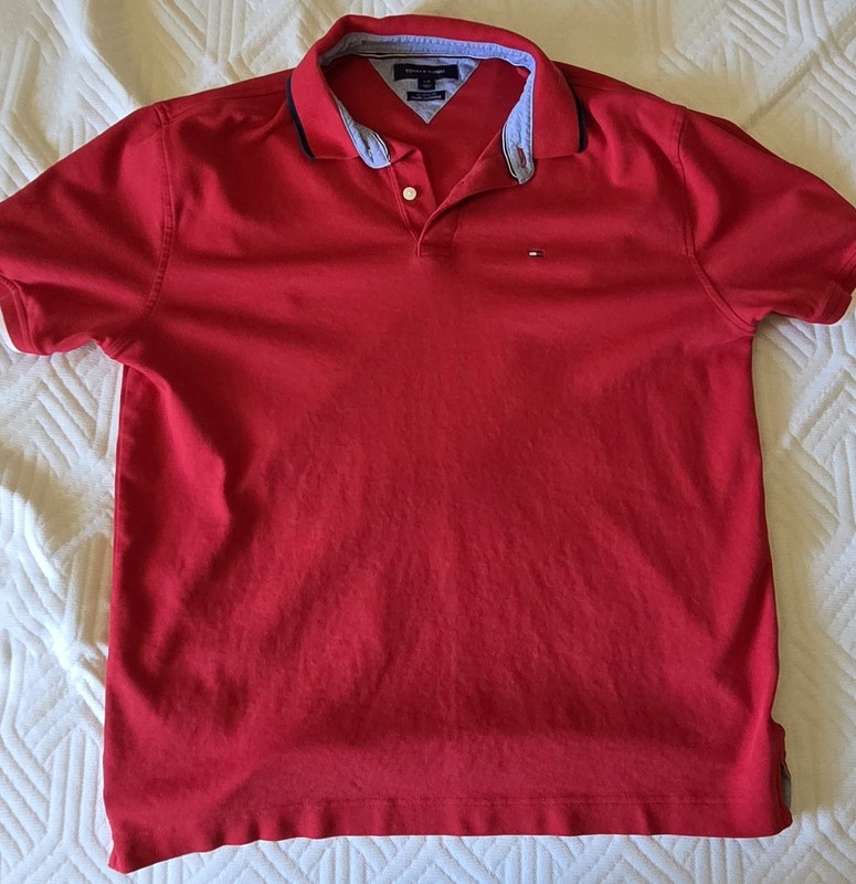 Tommy Hilfiger Men's Classic Fit Red Solid Short Sleeve Polo Shirt Size L