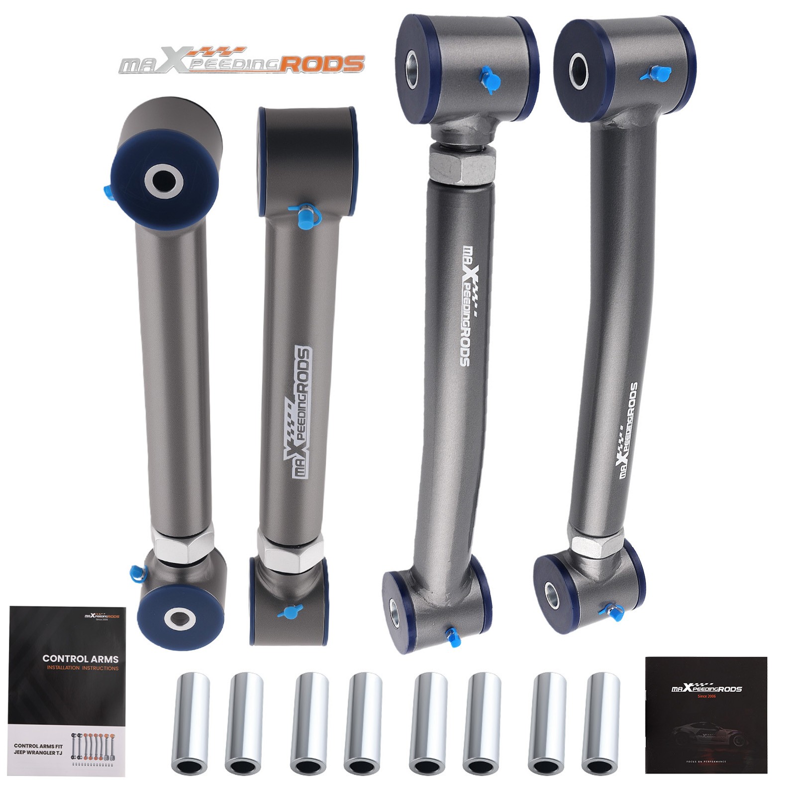 4PCS REAR UPPER+LOWER ADJUSTABLE CONTROL ARMS SET FOR 1997-2006 JEEP WRANGLER TJ