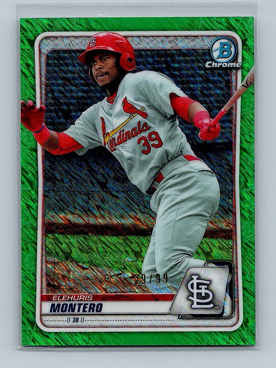 🚨ELEHURIS MONTERO 2020 BOWMAN CHROME GREEN SHIMMER RC PARALLEL SP 29/99‼️