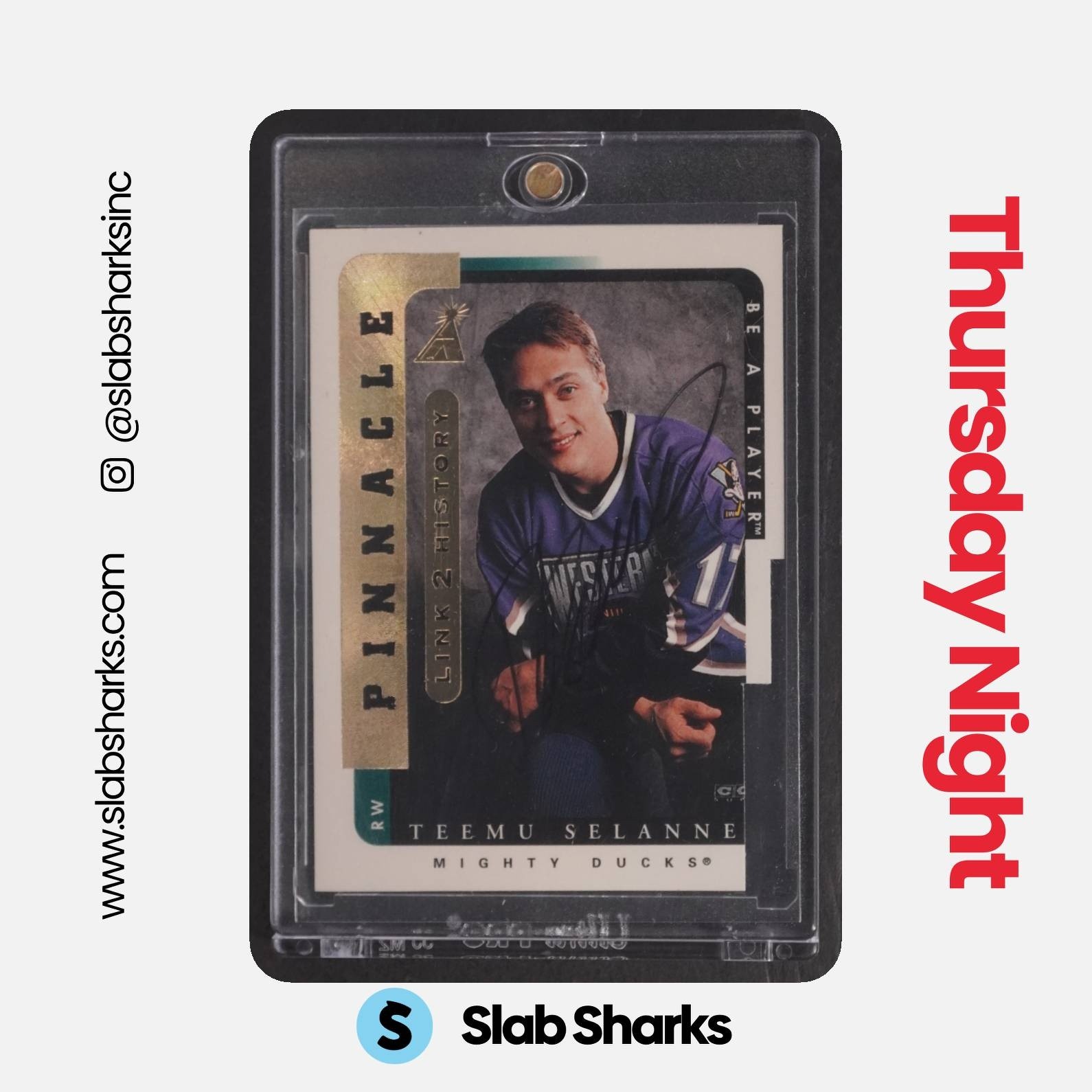 1996 PINNACLE BE A PLAYER #LTH-1B TEEMU SELANNE LINK 2 HISTORY AUTO