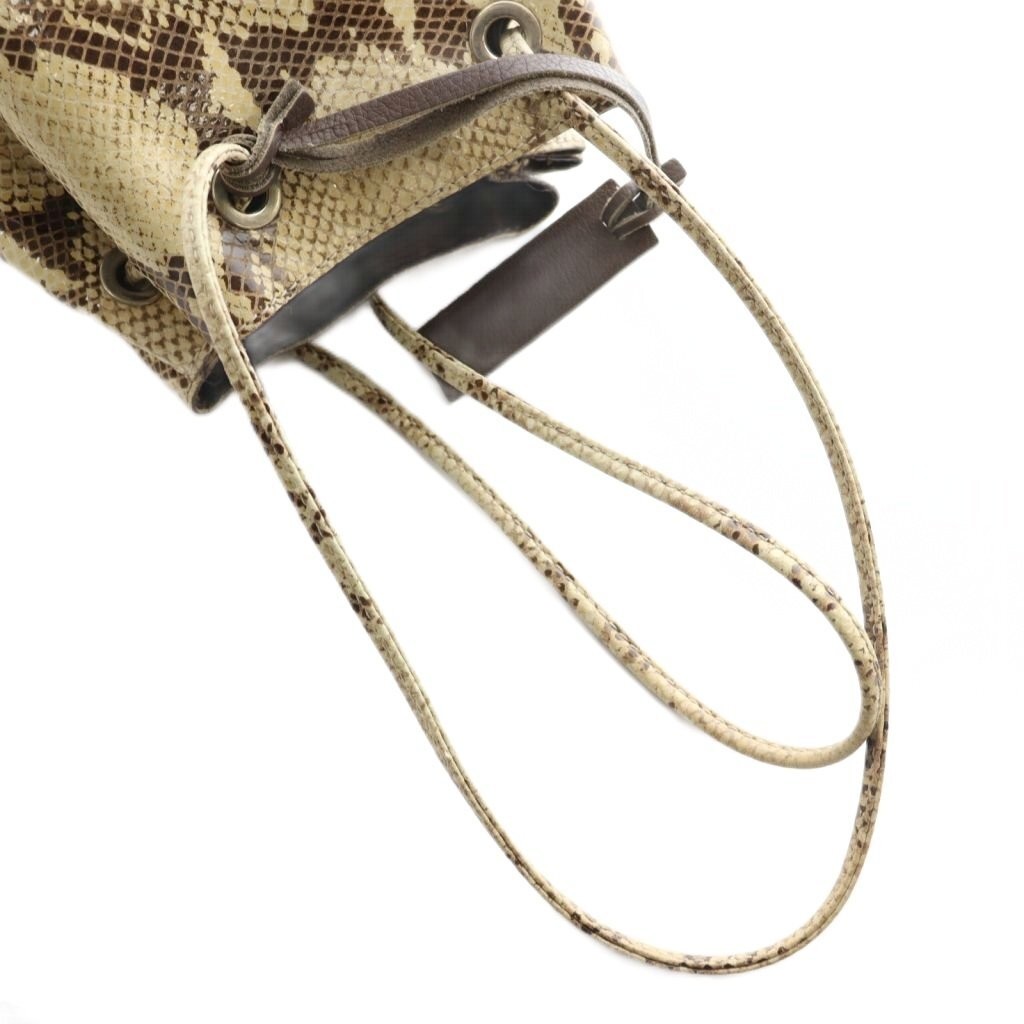 MARCO MASI Python Pattern Drawstring Bag Beige Br… - image 5